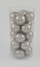 DUE ESSE Set 20 ks vianočných sklenených gúľ, perleťovo-strieborná, Ø 7 cm
